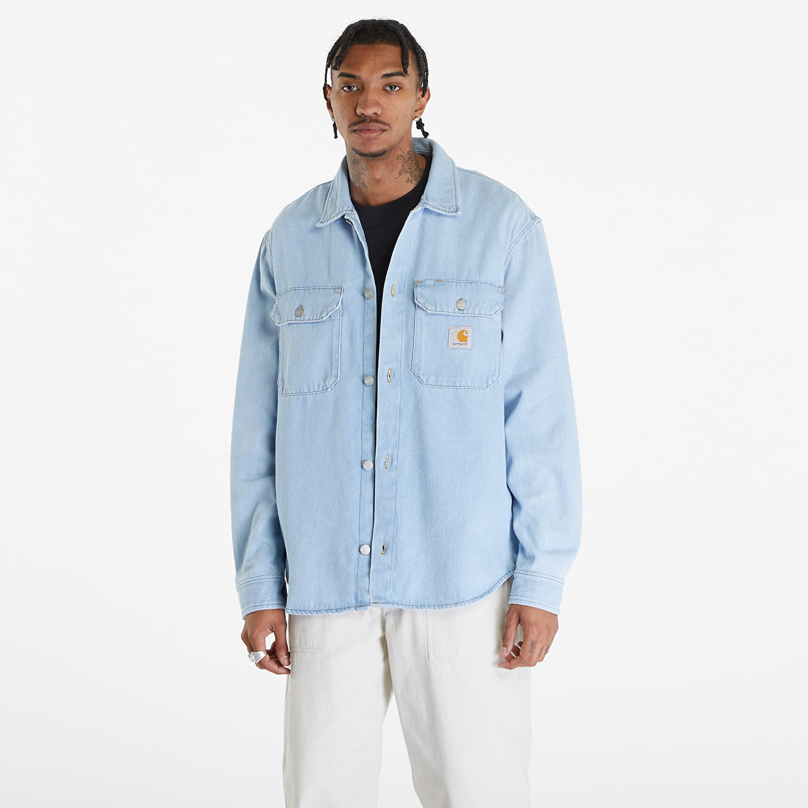 Košele Carhartt WIP Harvey Shirt Jacket UNISEX Blue Stone Bleached