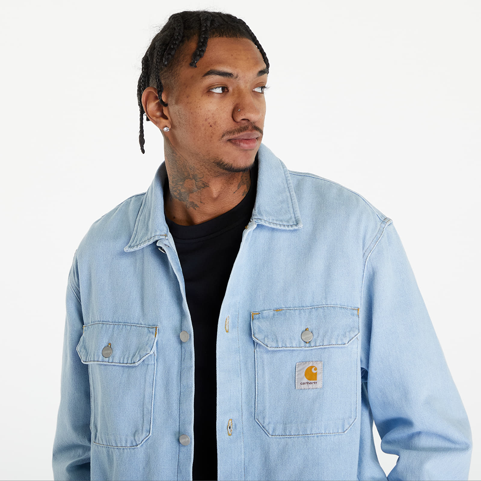 Košele Carhartt WIP Harvey Shirt Jacket UNISEX Blue Stone Bleached