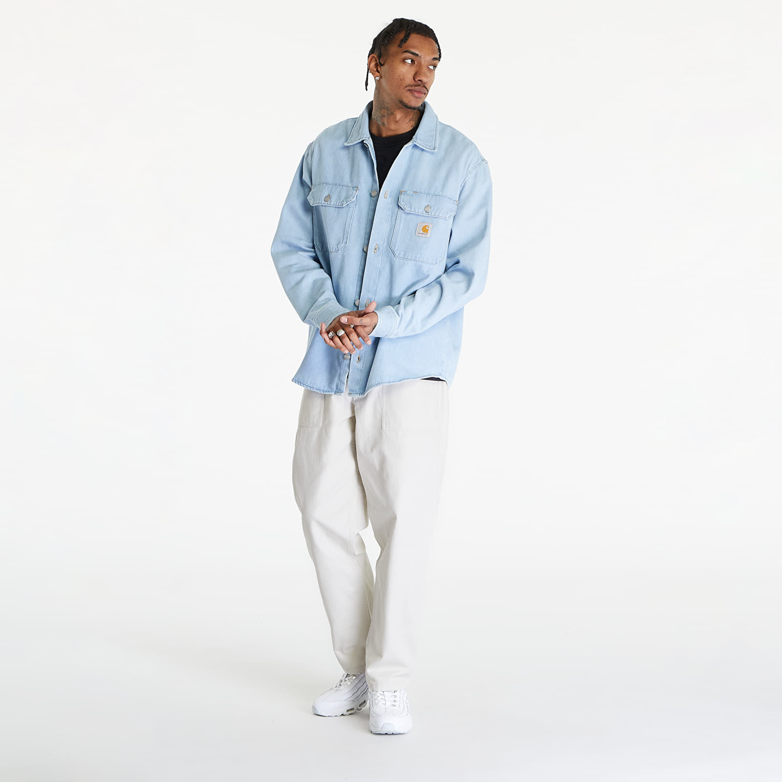 Košele Carhartt WIP Harvey Shirt Jacket UNISEX Blue Stone Bleached