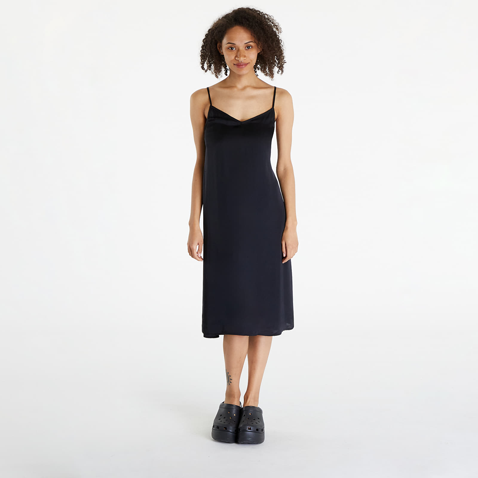 Kleidid Urban Classics Ladies Viscose Satin Slip Dress Black