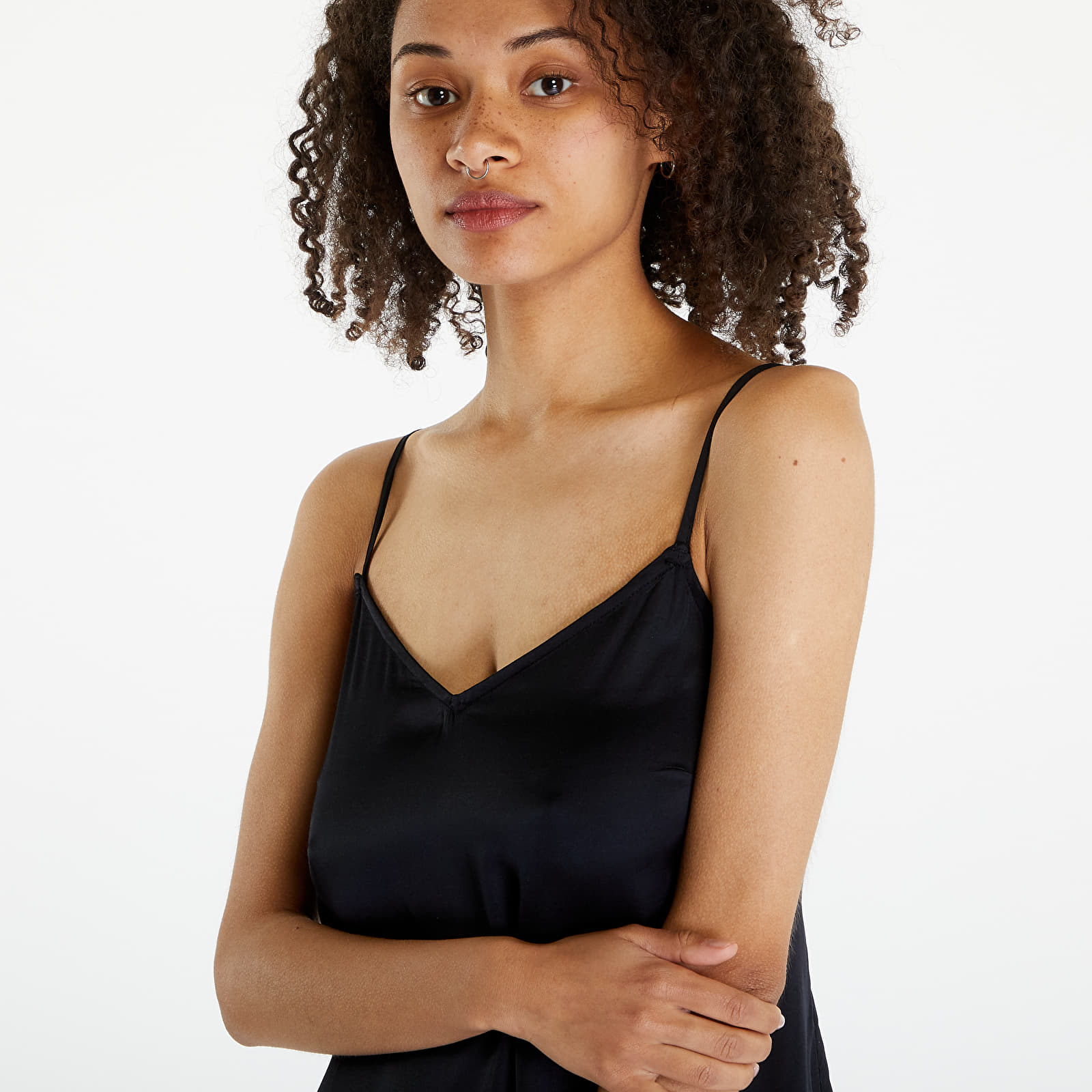 Kleidid Urban Classics Ladies Viscose Satin Slip Dress Black