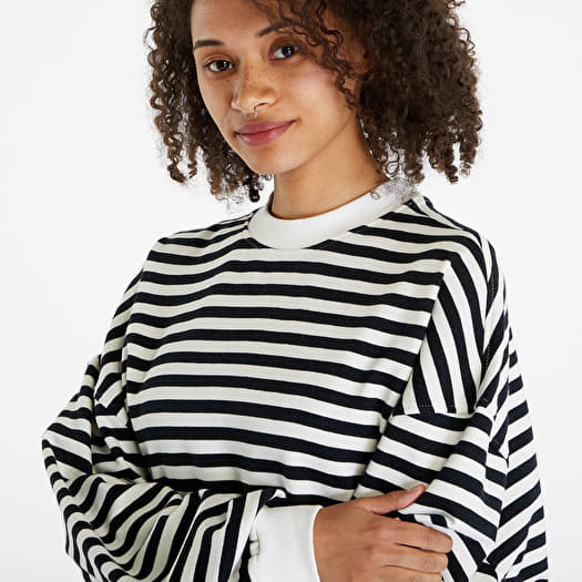 Sweatshirts Urban Classics Ladies Oversized Striped Crewneck Black White Sand Queens