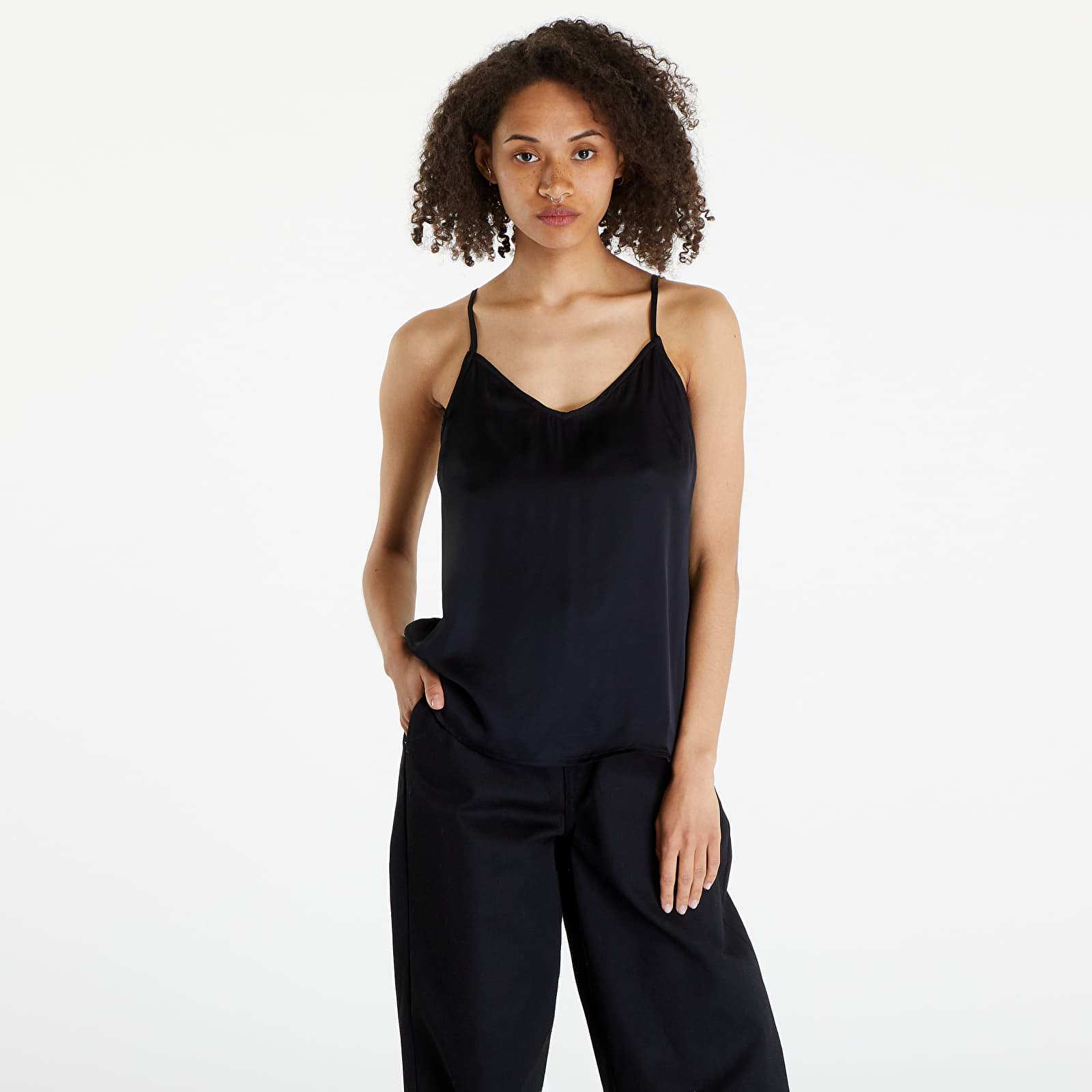 Topid Urban Classics Ladies Viscose Satin Slip Top Black