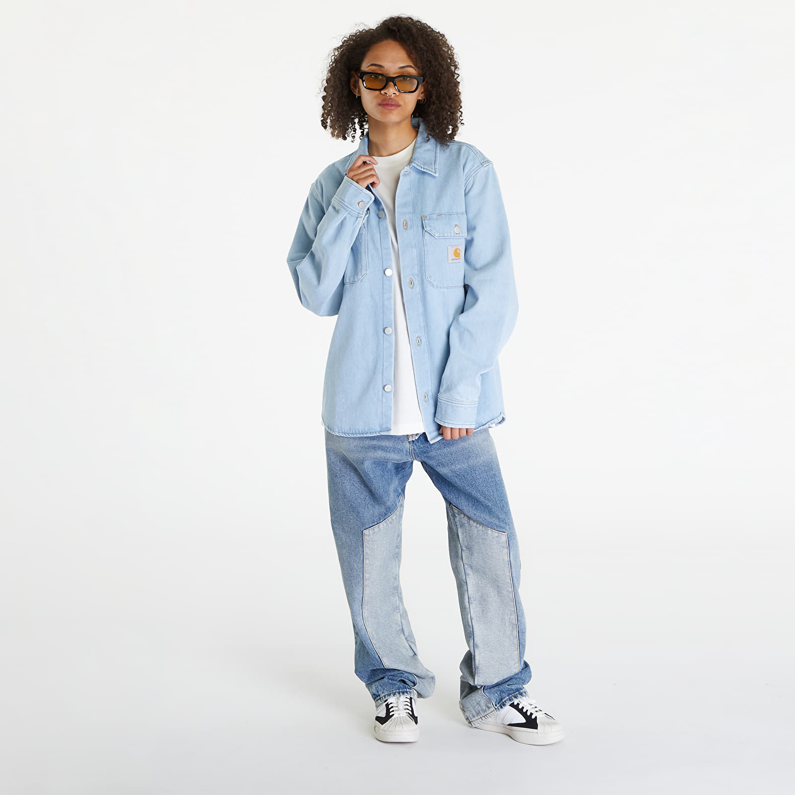 Košele Carhartt WIP Harvey Shirt Jacket UNISEX Blue Stone Bleached