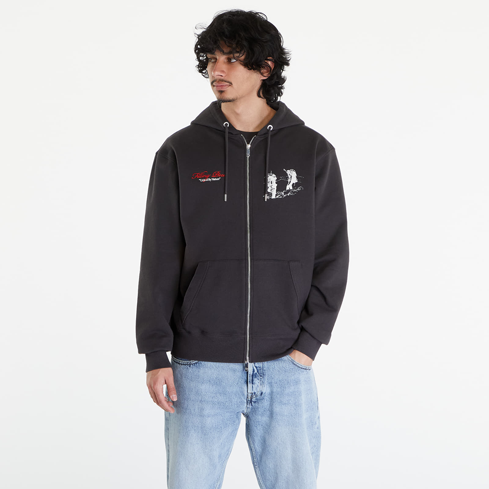 Mikiny Filling Pieces United by Nature Zip Hoodie Pavement