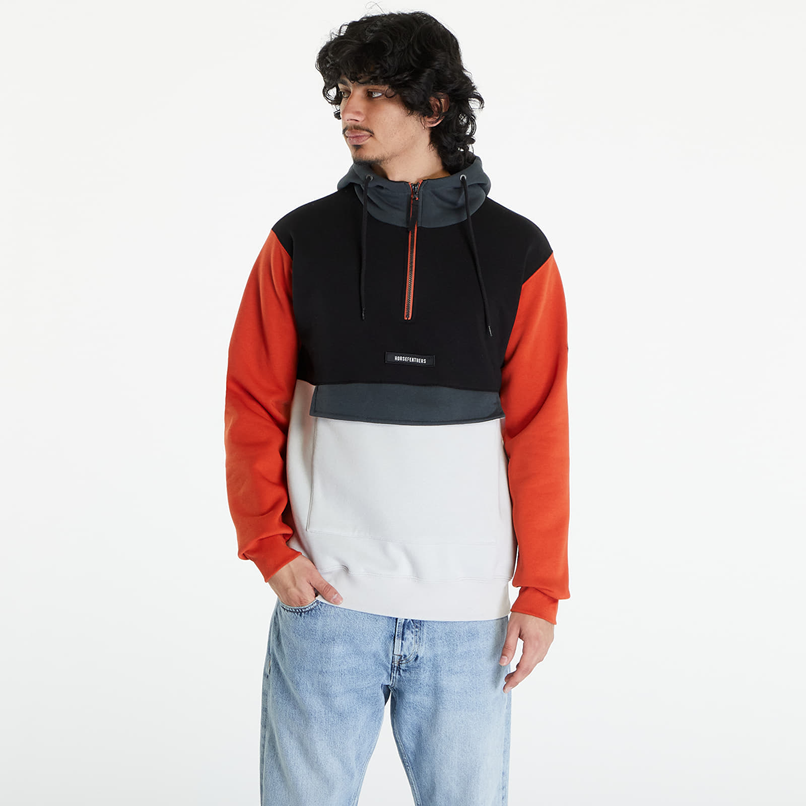 Hanorac Horsefeathers Milo Sweatshirt Black/ Orange Rust