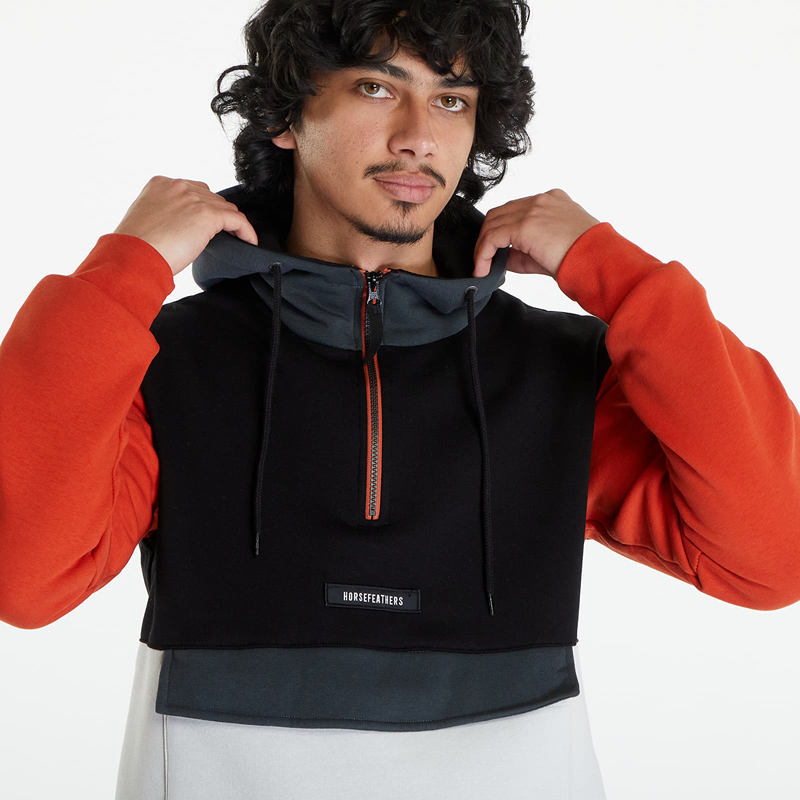Hanorac Horsefeathers Milo Sweatshirt Black/ Orange Rust