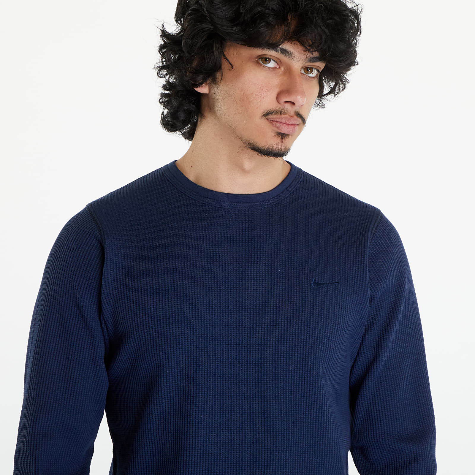 Majice Nike Life Men's Long-Sleeve Heavyweight Waffle Top Obsidian/ Dark Obsidian/ Obsidian