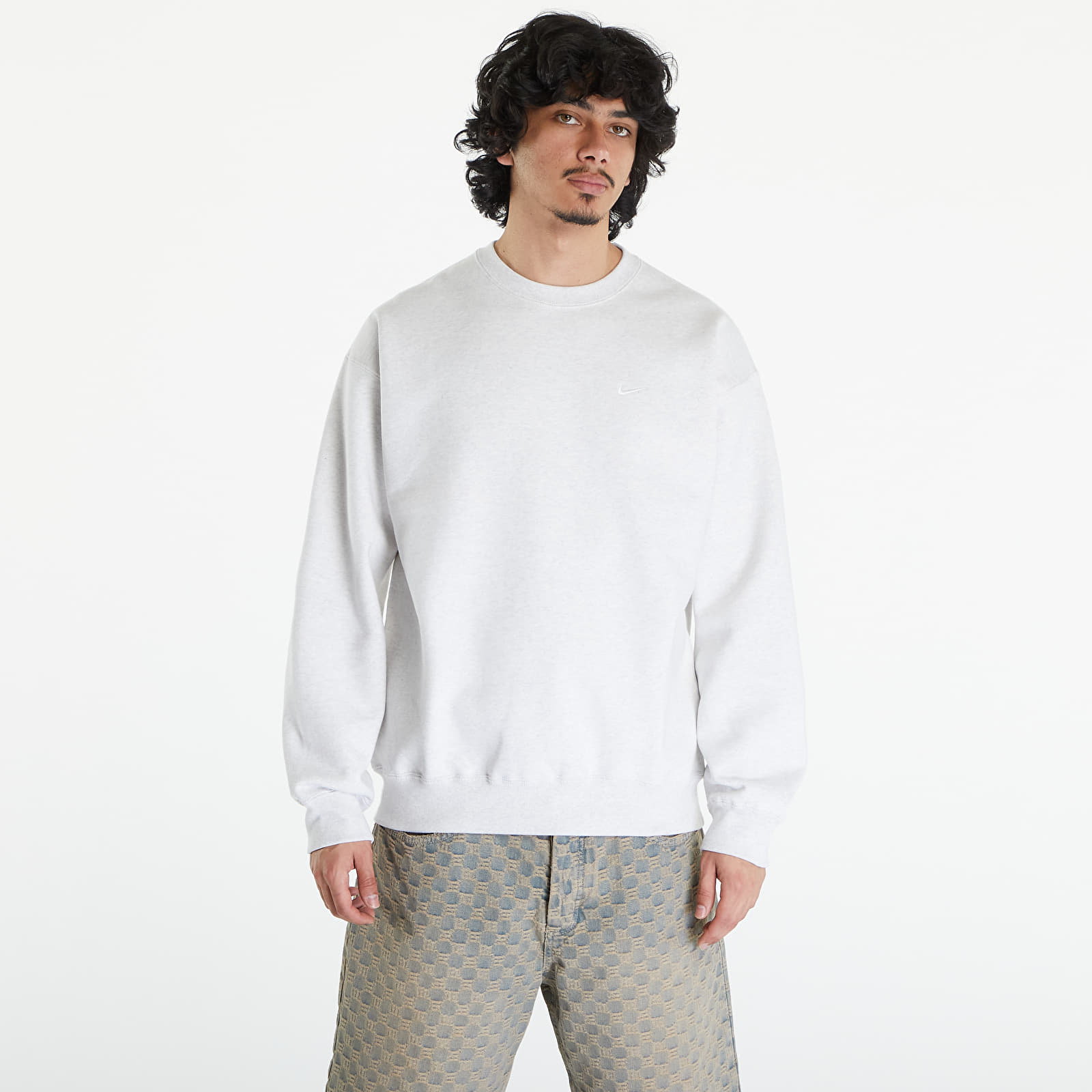 Sweaters Nike Solo Swoosh Men's Fleece Crew Birch Heather/ White