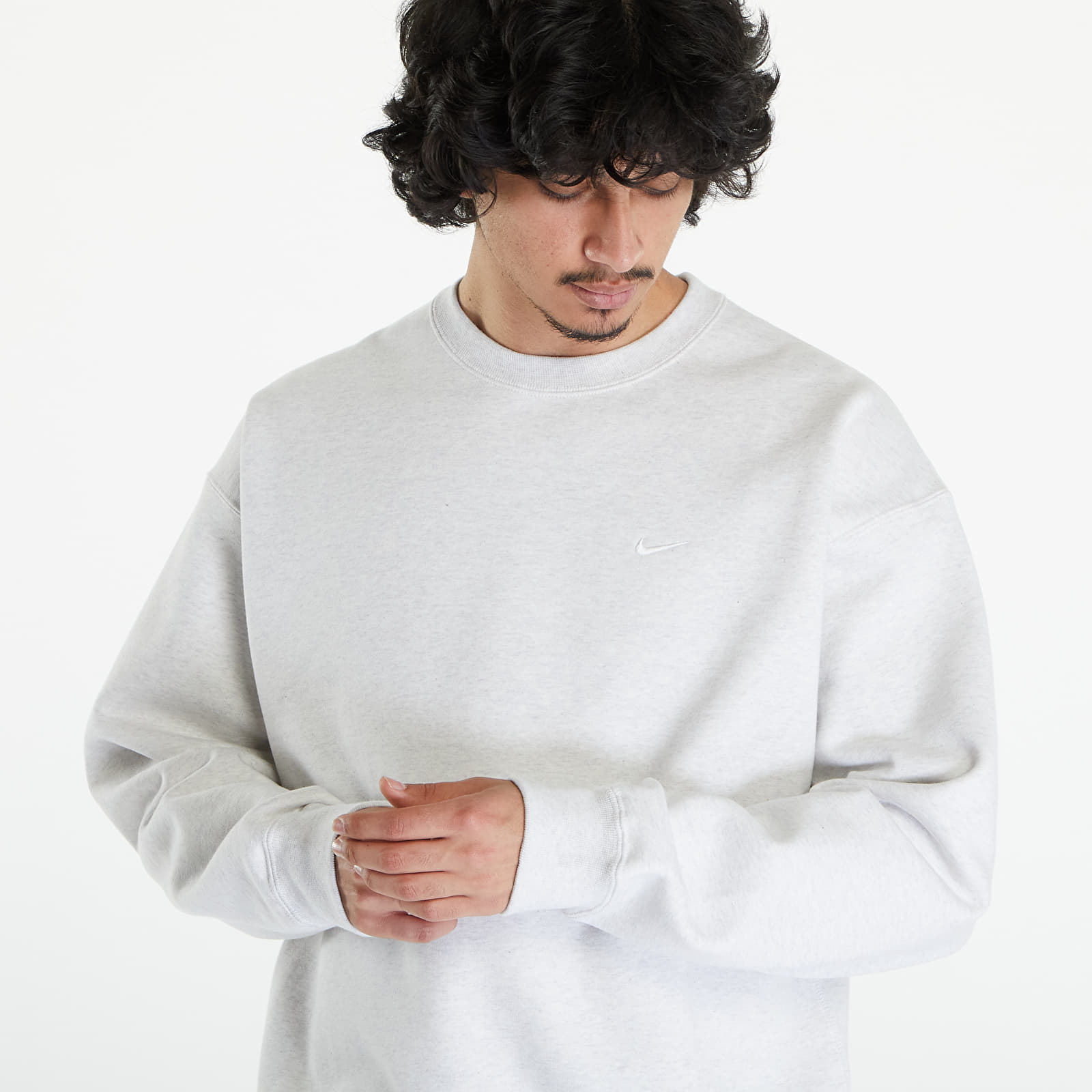 Sweaters Nike Solo Swoosh Men's Fleece Crew Birch Heather/ White