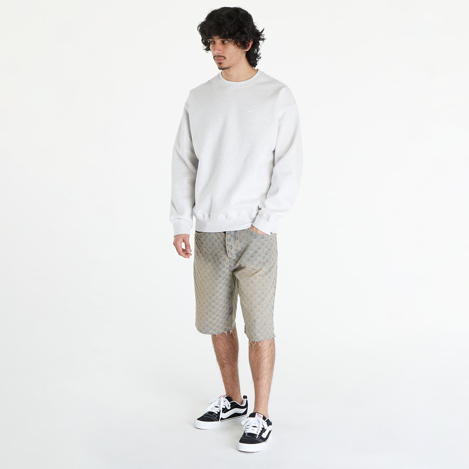 Sweaters Nike Solo Swoosh Men's Fleece Crew Birch Heather/ White