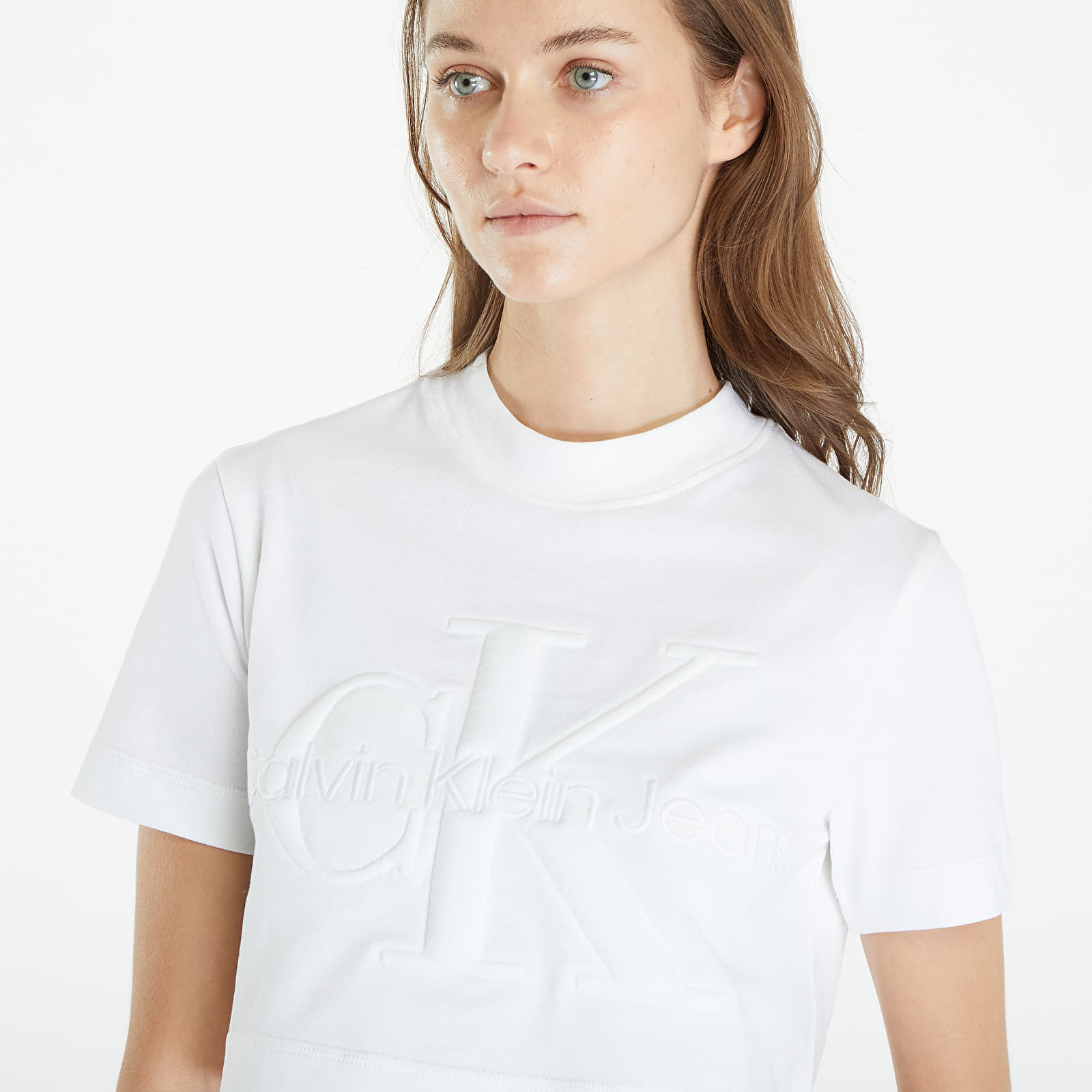 Koszulki Calvin Klein Jeans Premium Monologo Cropped T-Shirt White