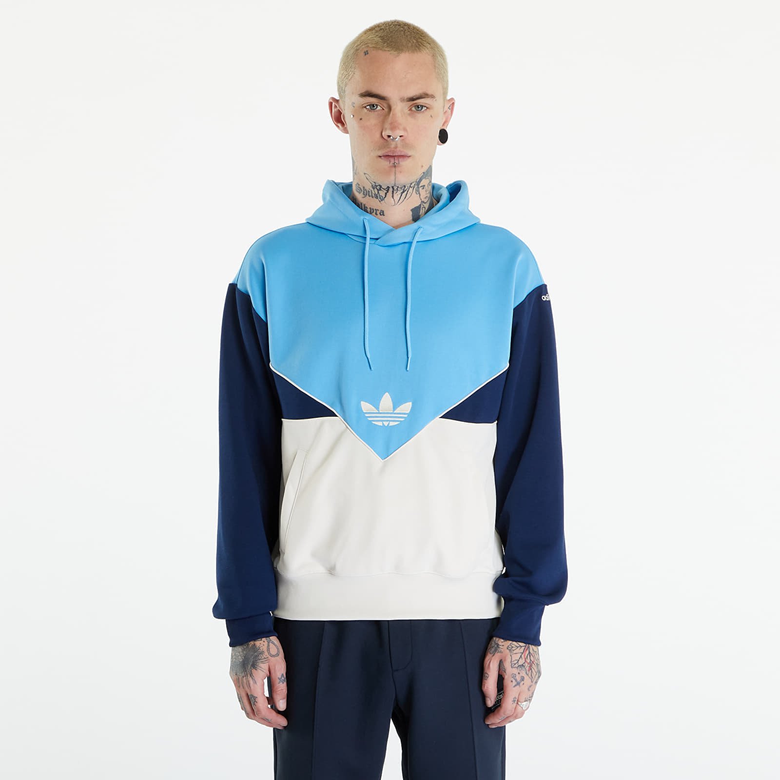 Hanorac adidas Cutline Poly Hoody Semi Blue Burst / Wonder White Mel / Night Indigo