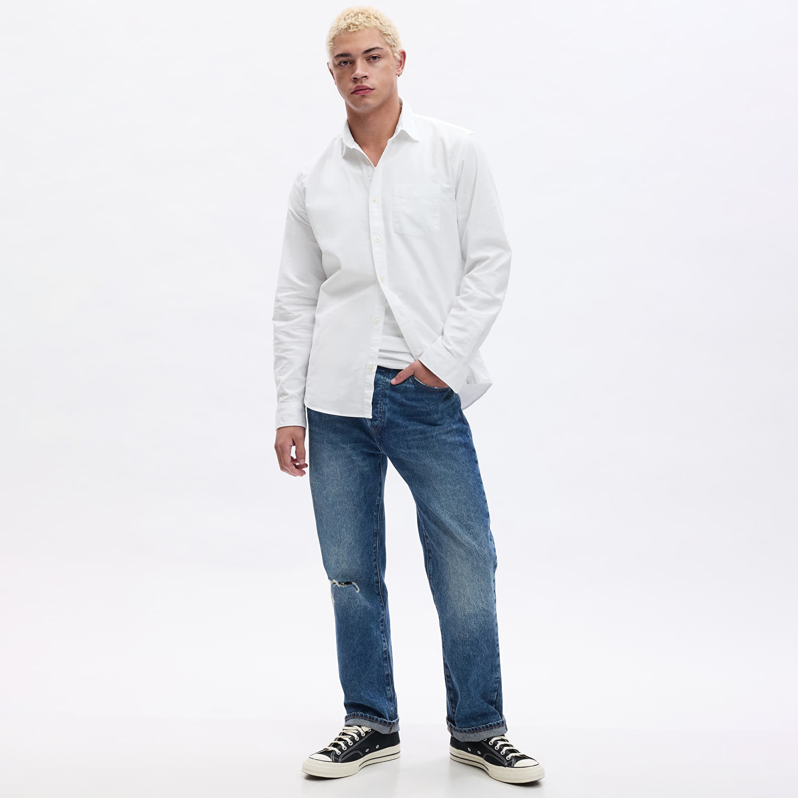 Shirts GAP Standard Oxford Shirt White V2 Global