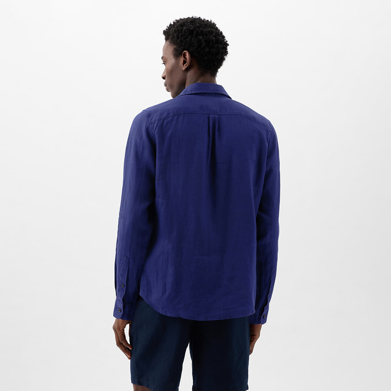 Košile GAP Longsleeve Linen Shirt Deep Cobalt