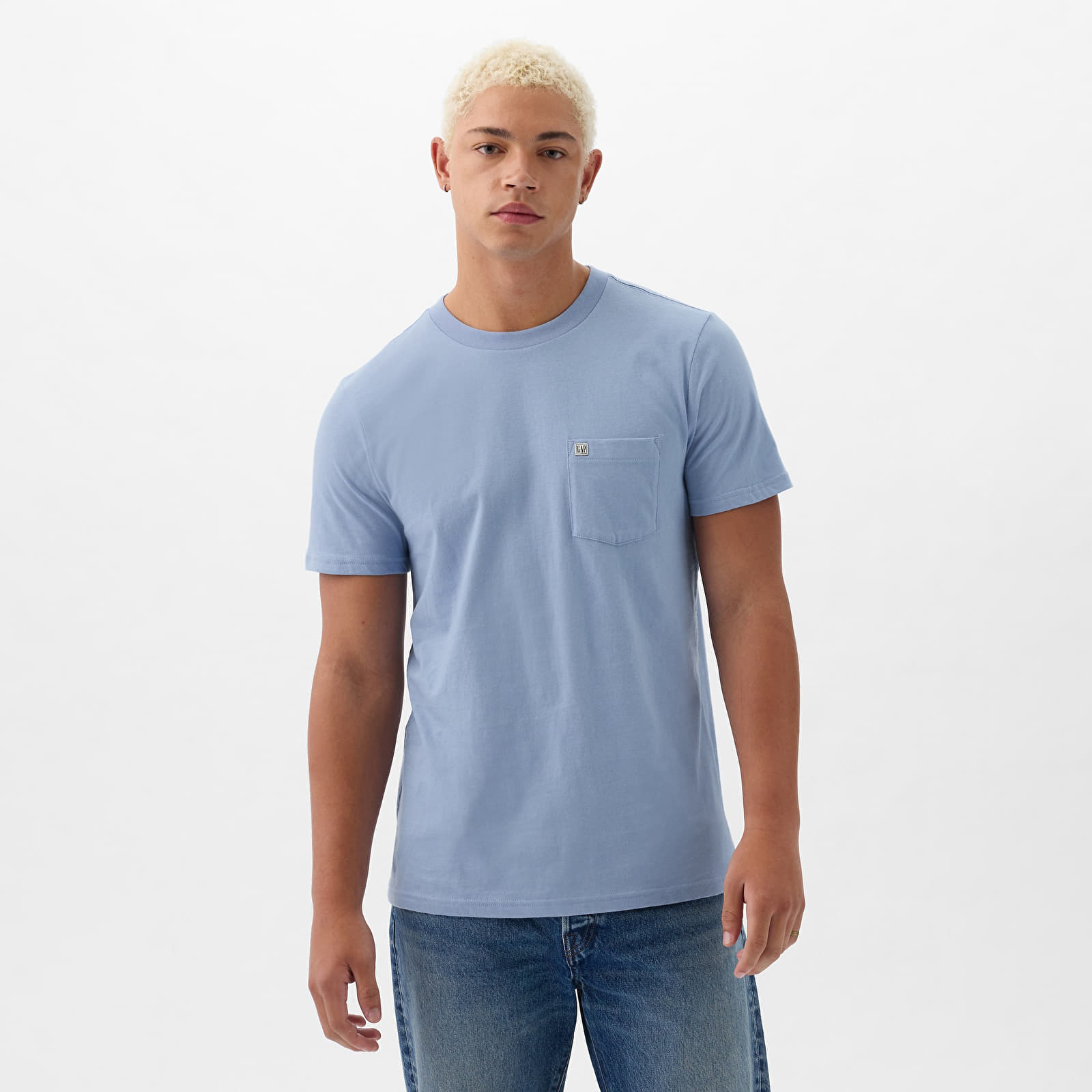 Majice T-shirt GAP Pocket Micro Logo Tee Distant Blue