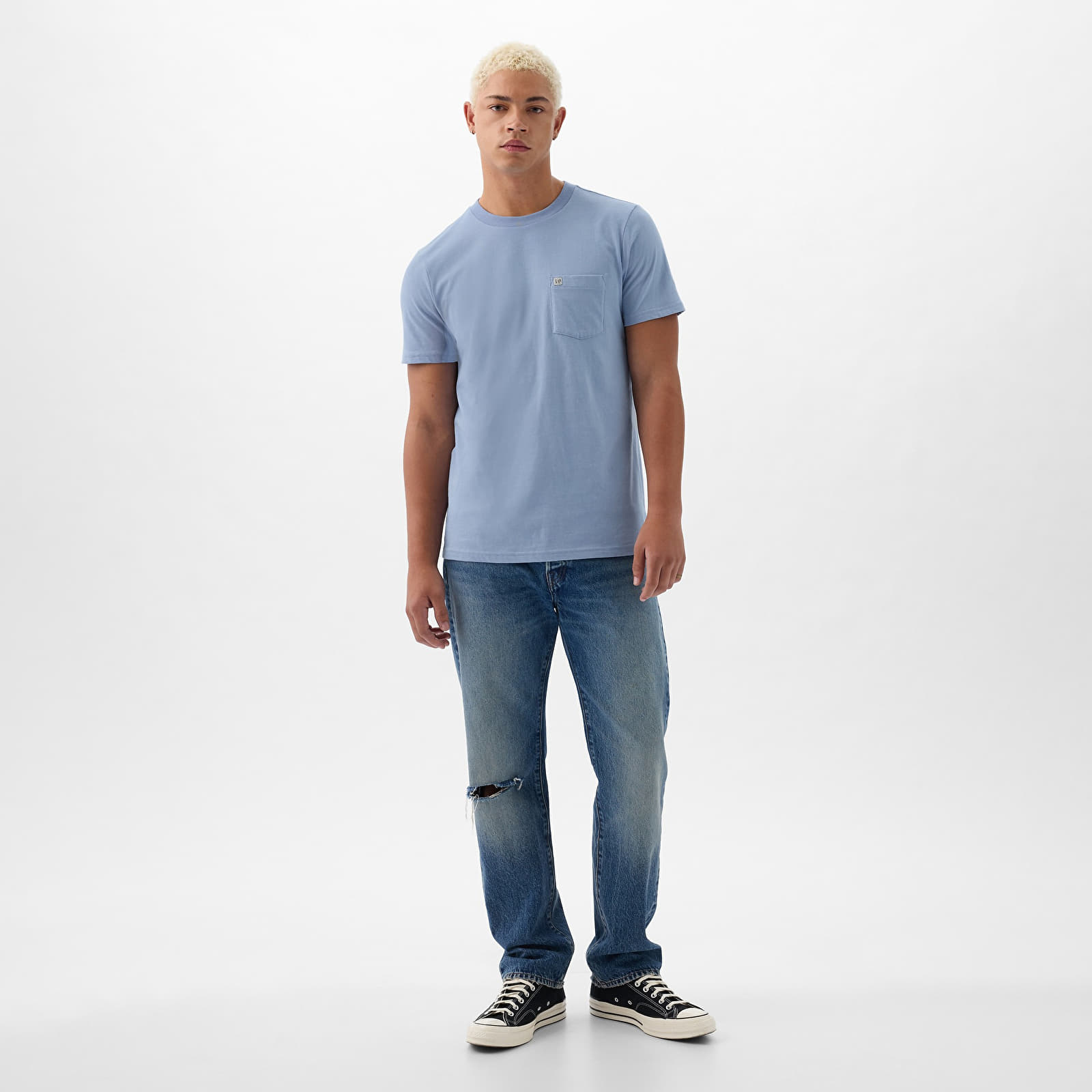 Majice T-shirt GAP Pocket Micro Logo Tee Distant Blue