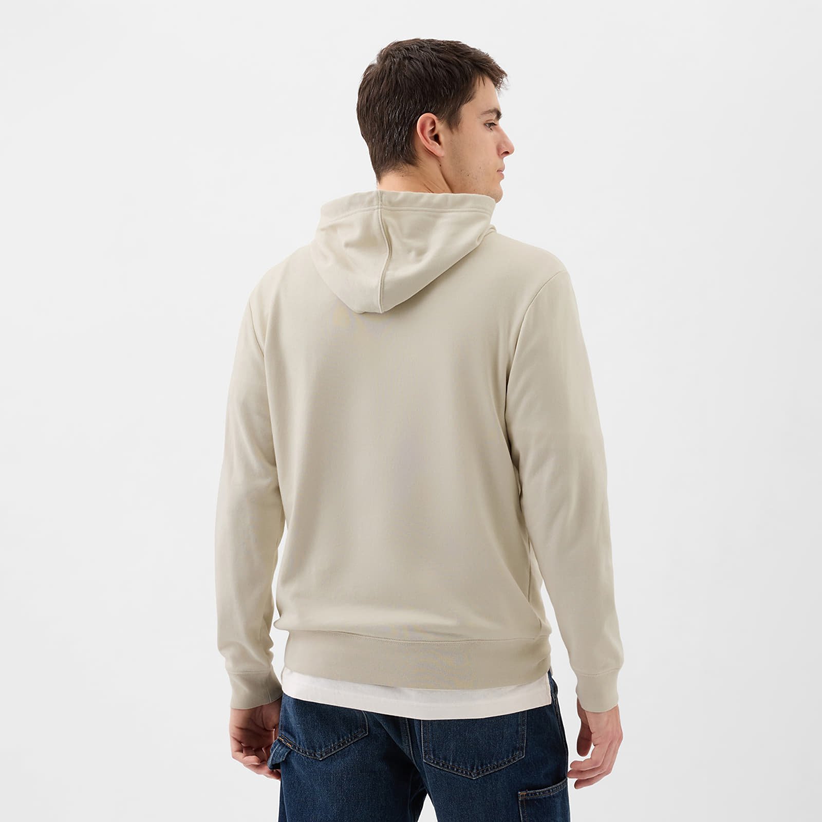 Pulóverek GAP French Terry Pullover Logo Hoodie Unbleached White
