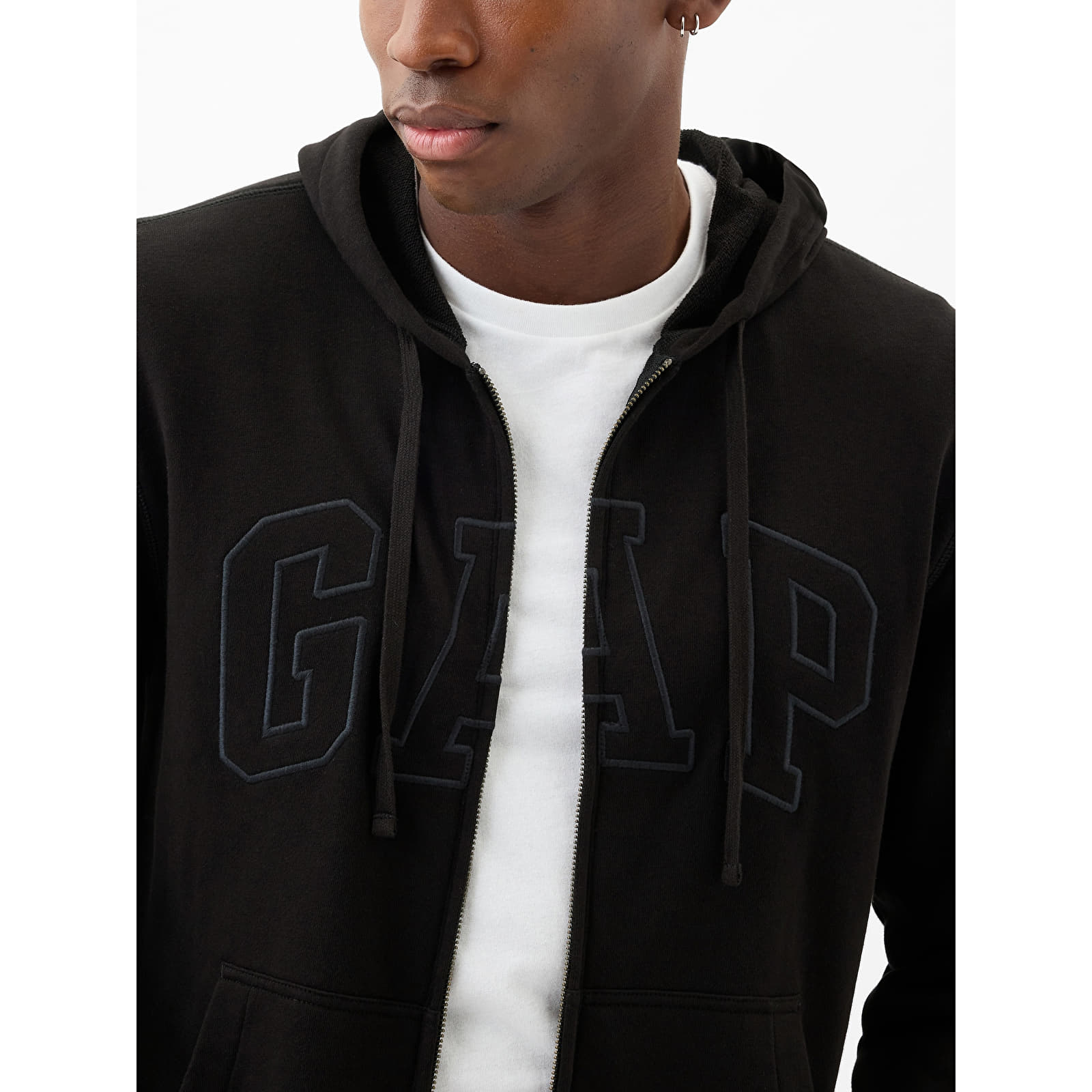 Hanorace GAP French Terry Fullzip Logo Hoodie True Black