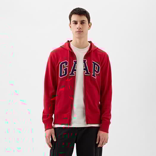 Sweatshirt GAP French Terry Fullzip Logo Hoodie Lasalle Red