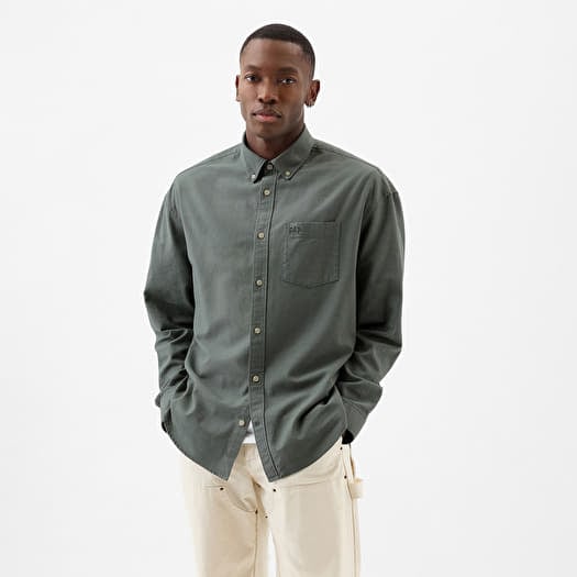 Košulja GAP Longsleeve Standard-Fit Oxford Logo Shirt Laurel Wreath Green 17-6