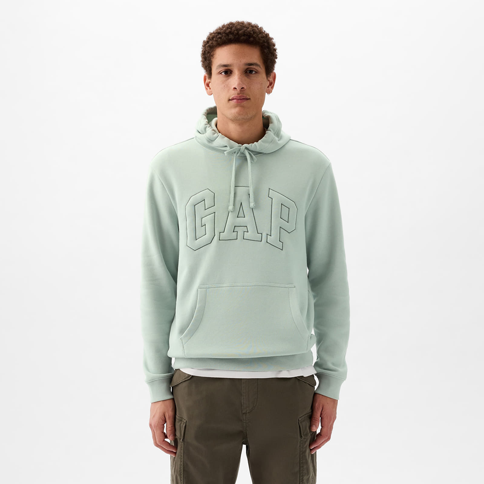 Sweatshirts GAP Pullover Puff Logo Hoodie Frothy Aqua