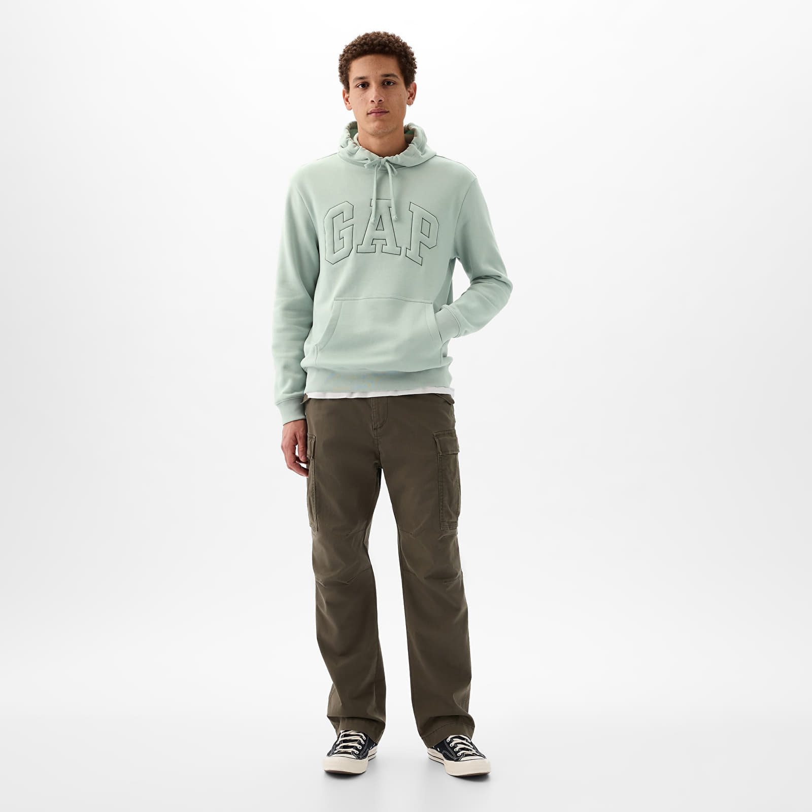 Sweatshirts GAP Pullover Puff Logo Hoodie Frothy Aqua