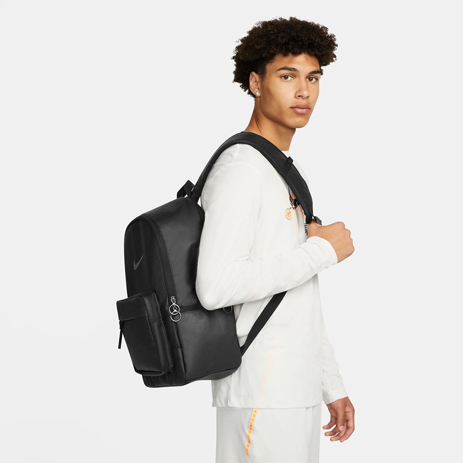 Black leather nike backpack discount