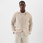 GAP Longsleeve Standard-Fit Linen Shirt Khaki Stripe