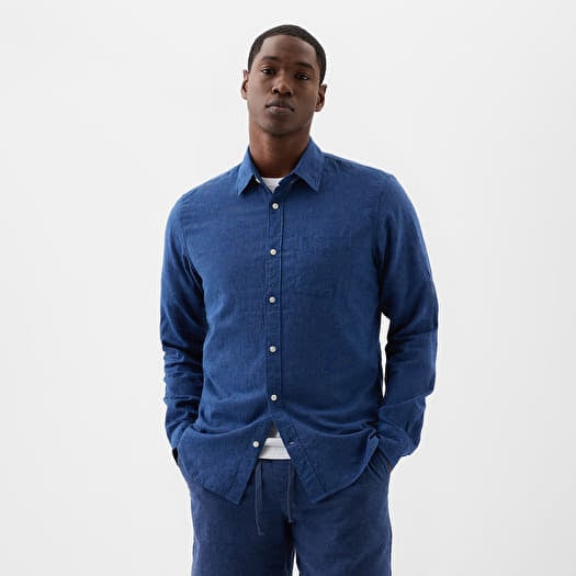 Chemise GAP Longsleeve Standard-Fit Linen Shirt Bainbridge Blue