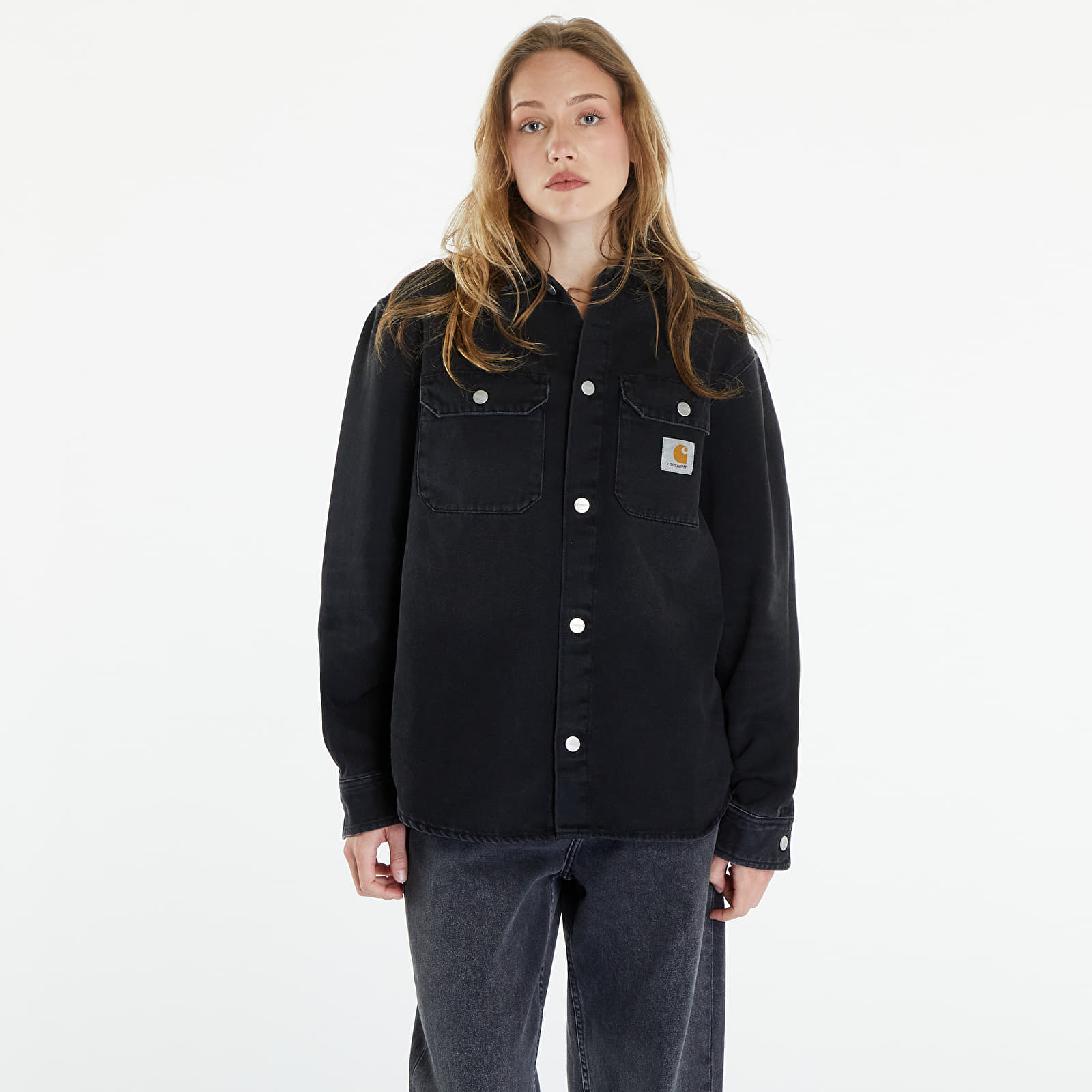Μπουφάν Carhartt WIP Harvey Shirt Jac UNISEX Black Dark Used Wash