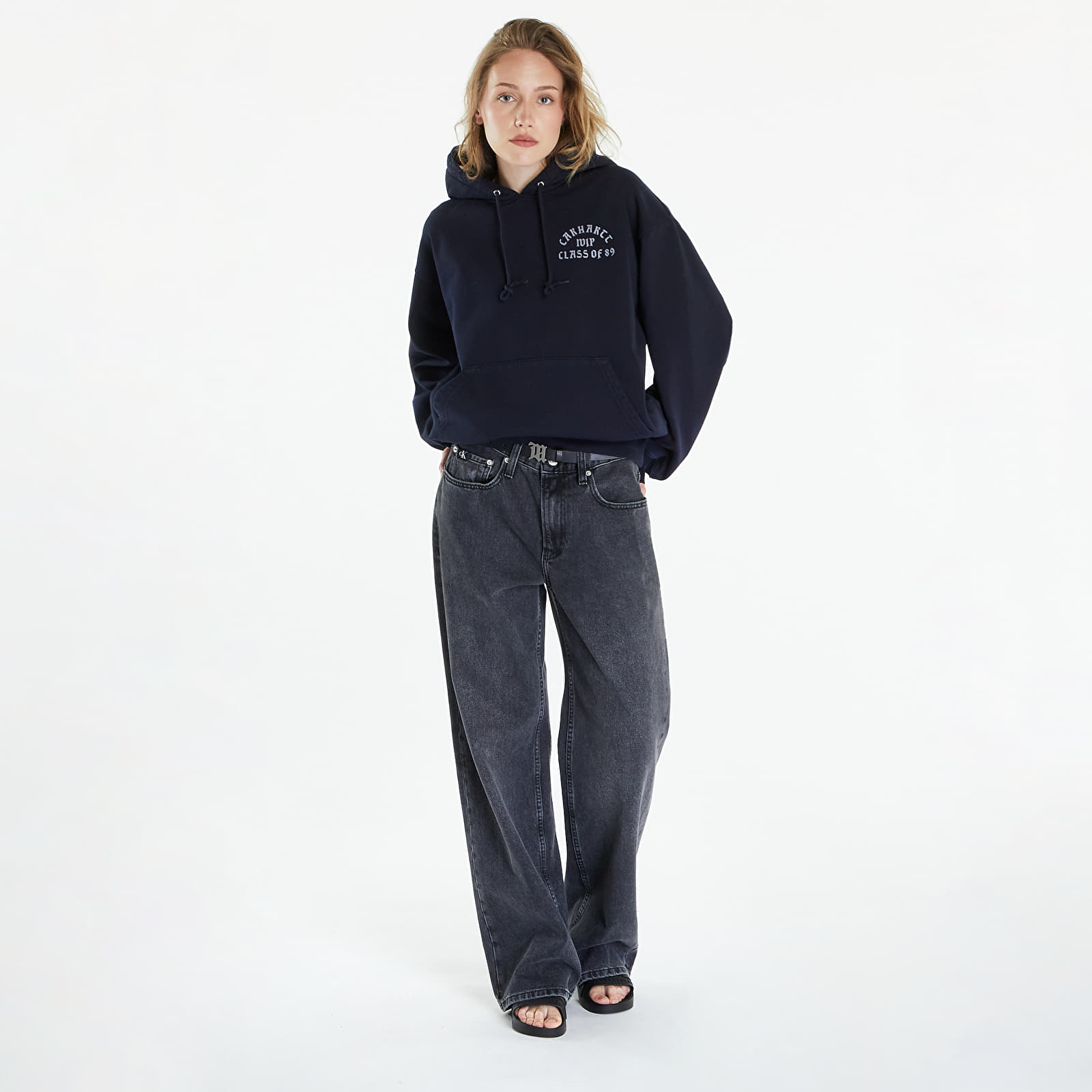 Hoodies and sweatshirts  Carhartt WIP Hooded Class of 89 Sweat UNISEX Dark Navy/ White Garment Dyed