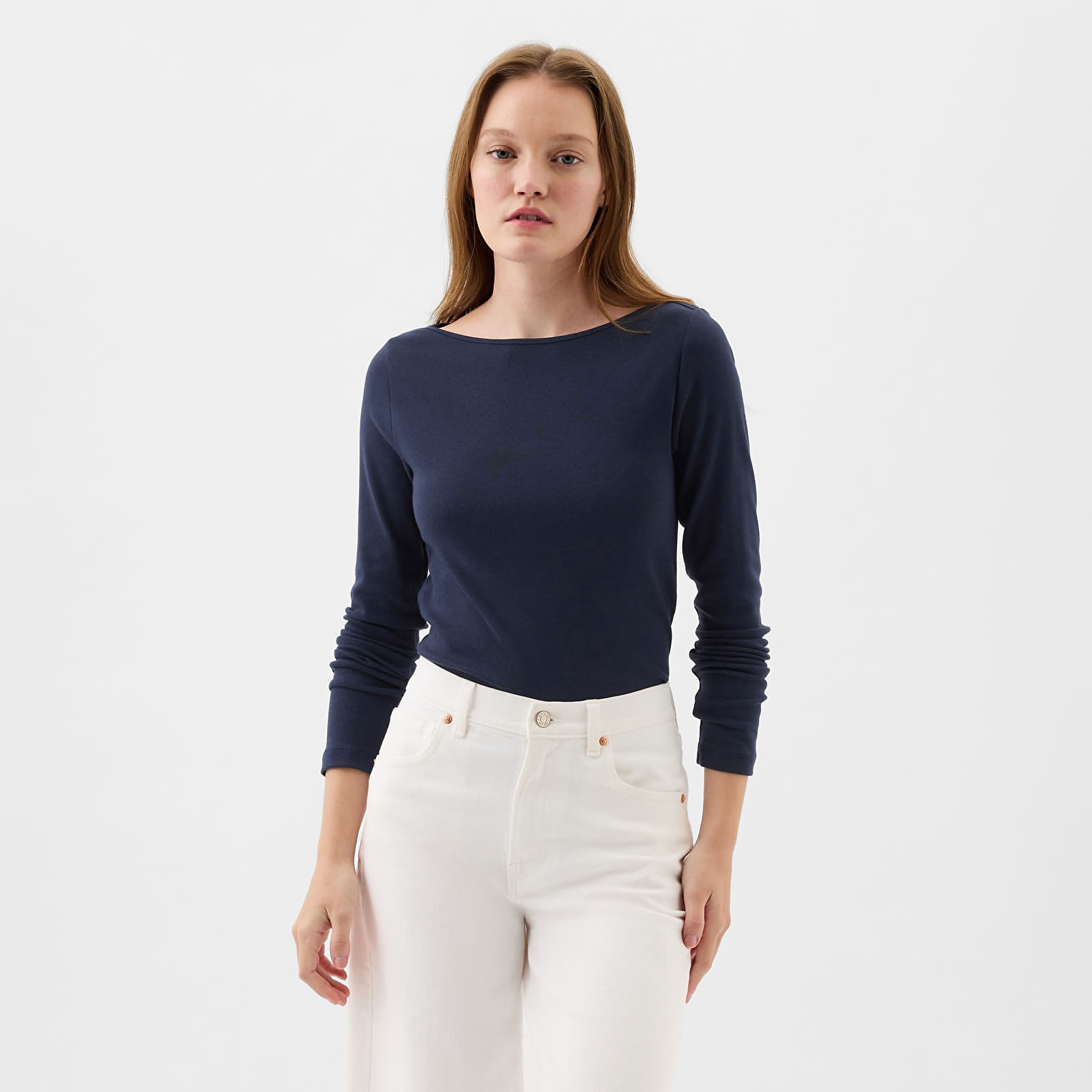 Tricouri GAP Longsleeve Modal Bateau T-Shirt Navy Uniform