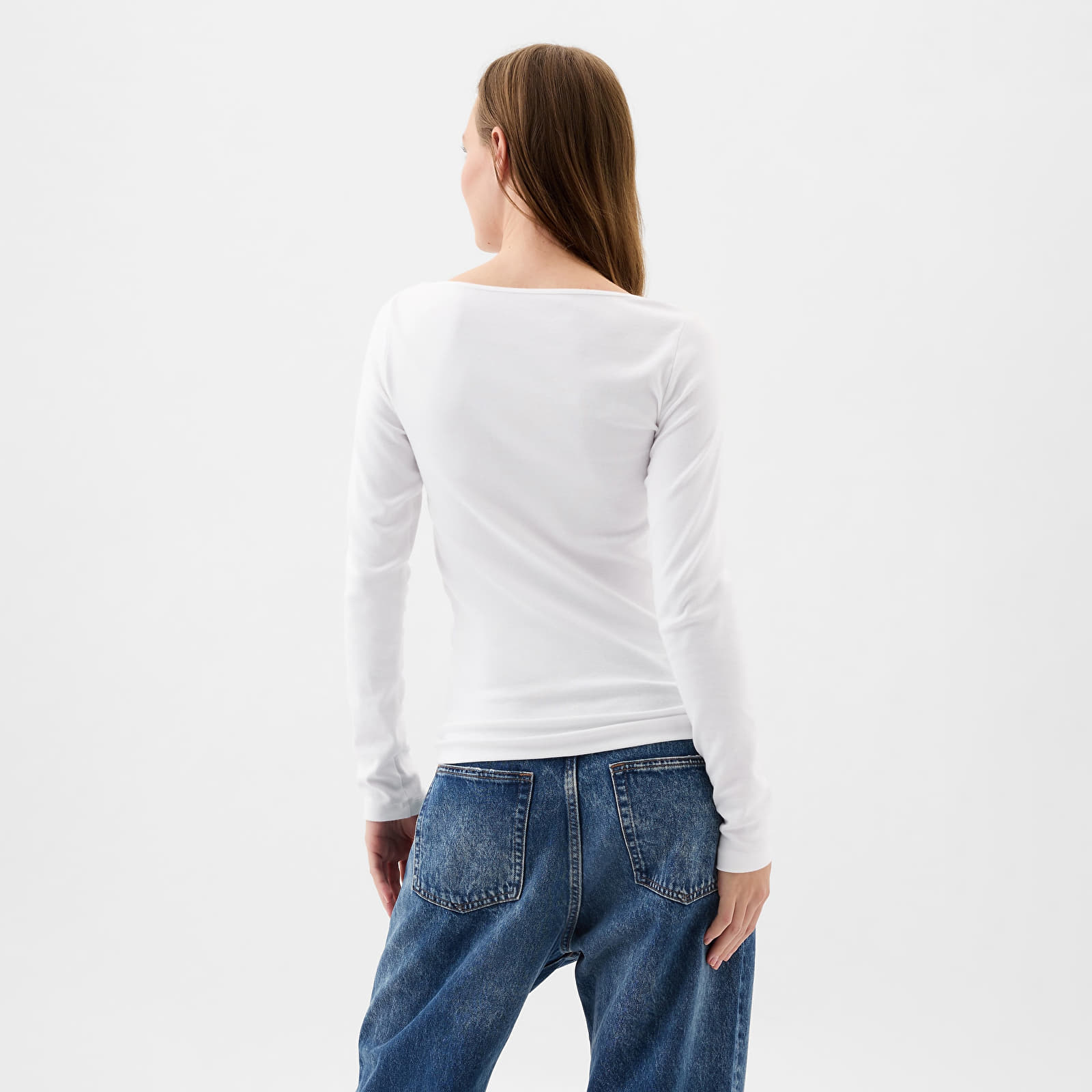 Tops GAP Longsleeve Bateau Neck Modal Top Fresh White