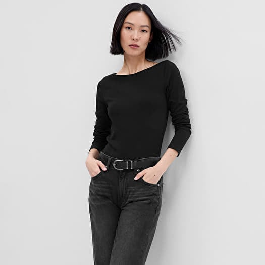 Top GAP Longsleeve Bateau Neck Modal Top Black