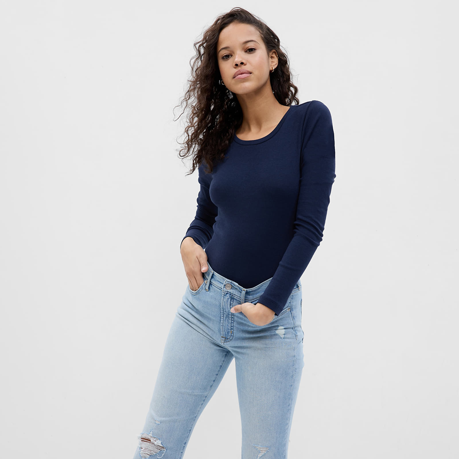 Camisetas GAP Longsleeve Crewneck Modal Tee Navy Uniform