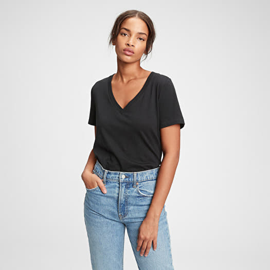 T Shirts GAP V Neck Tee True Black V2 2 Queens