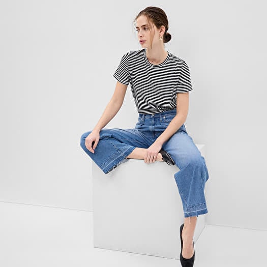 Tricou GAP Basic Crewneck Tee Black White Stripe