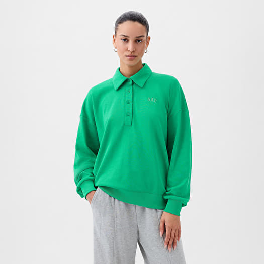 Φούτερ GAP French Terry Logo Polo Sweatshirt Simply Green 17-5936