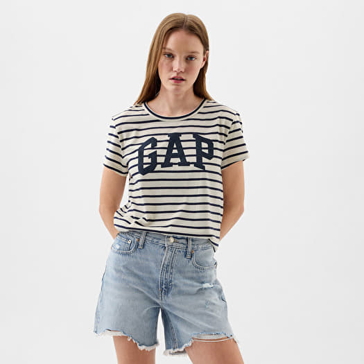 T-shirt GAP Logo Slub Tee White Black Stripe