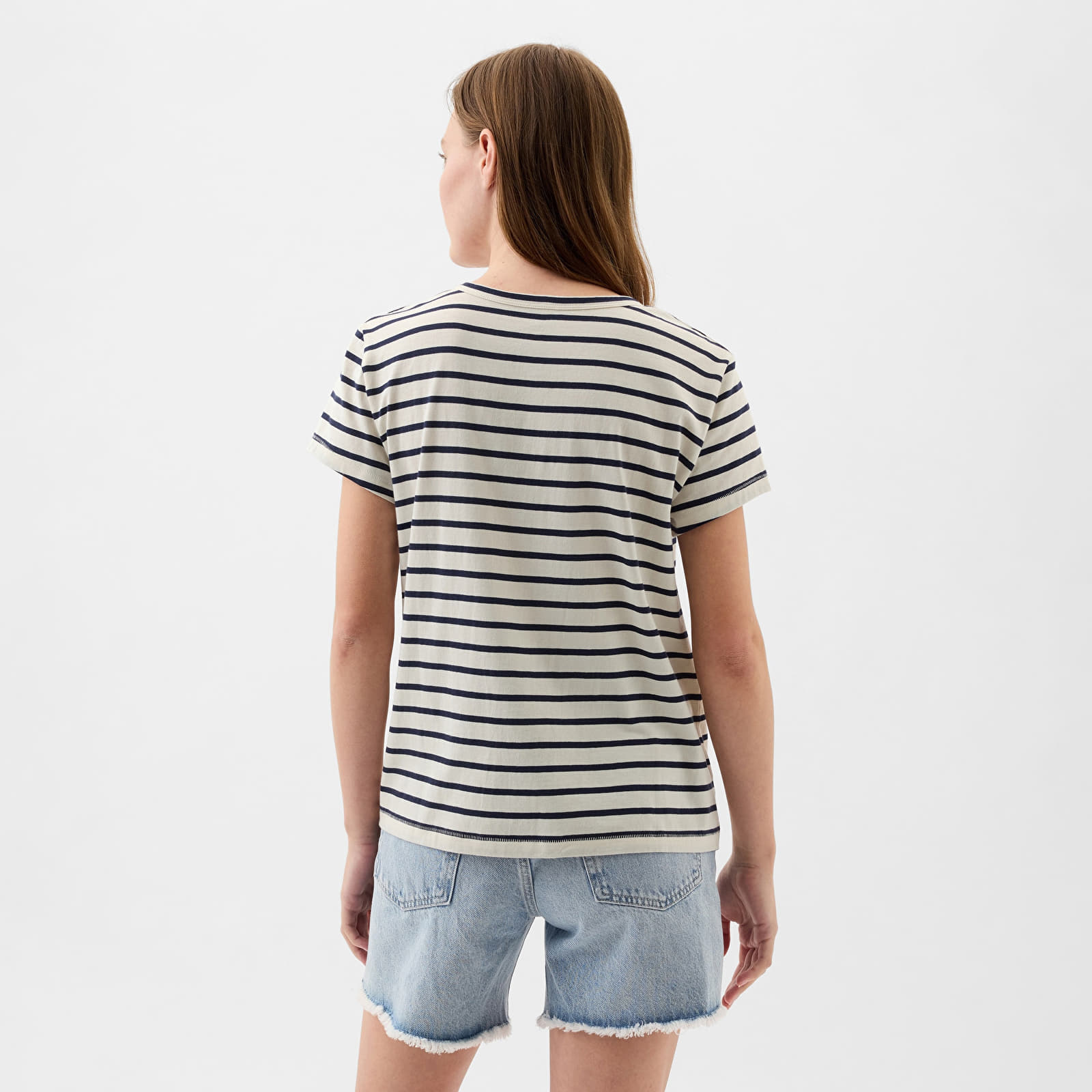 T-shirts GAP Logo Slub Tee White Black Stripe