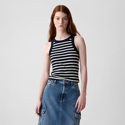 GAP Modal Rib Halter Navy White Stripe