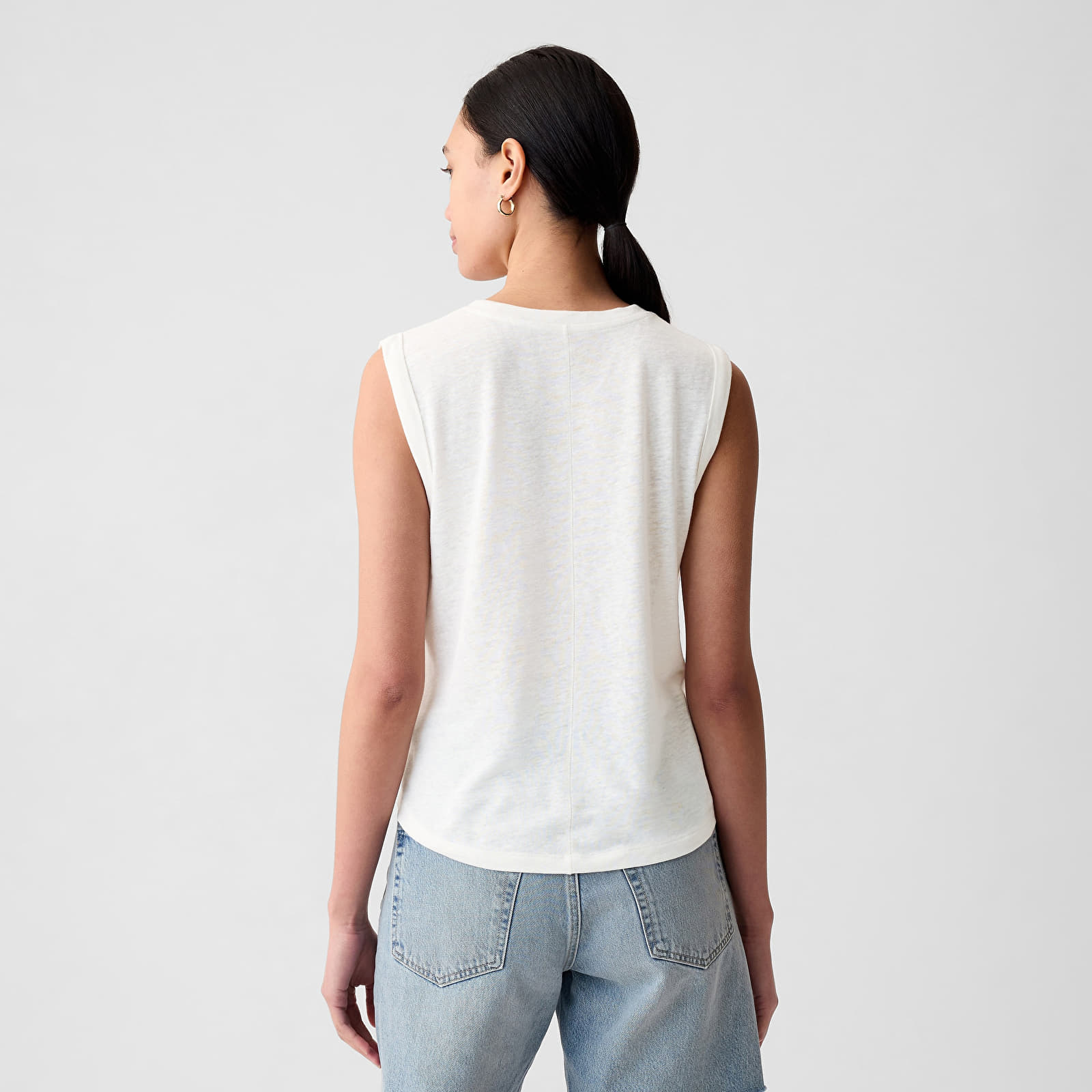 Топове GAP Sleeveless Linen Blend Shell Top Optic White