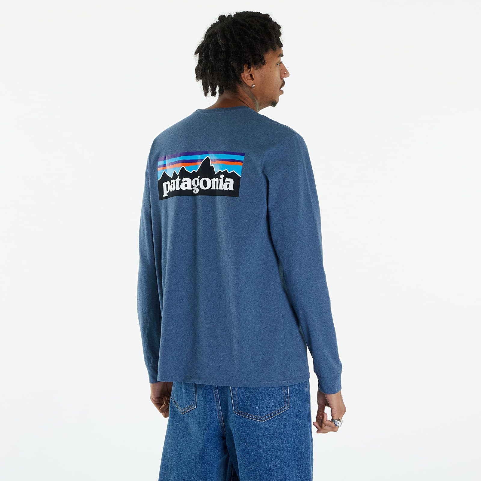 T-Shirts Patagonia M's L/S P-6 Logo Responsibili-Tee Utility Blue