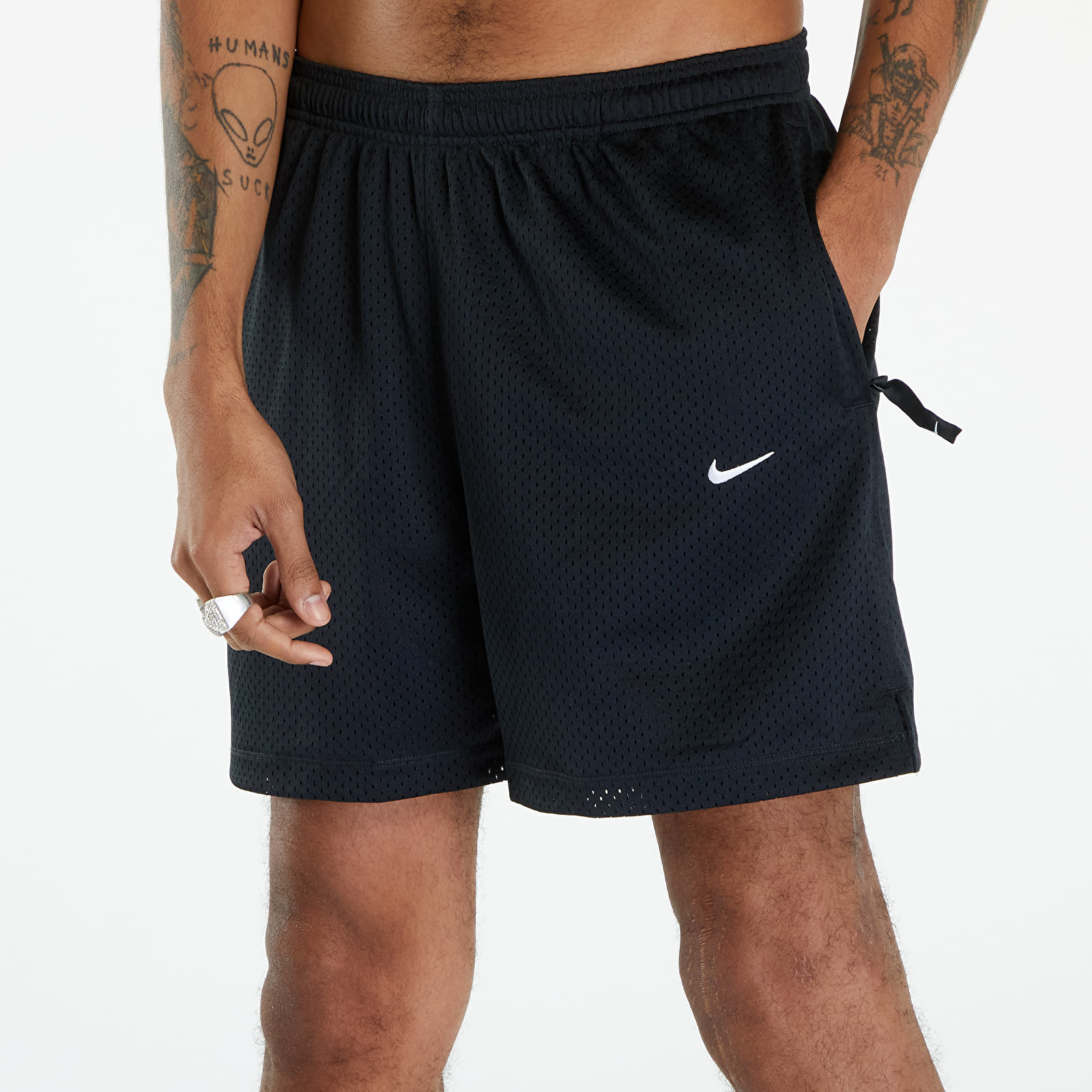Šortky Nike Solo Swoosh Men's Mesh Shorts Black/ White