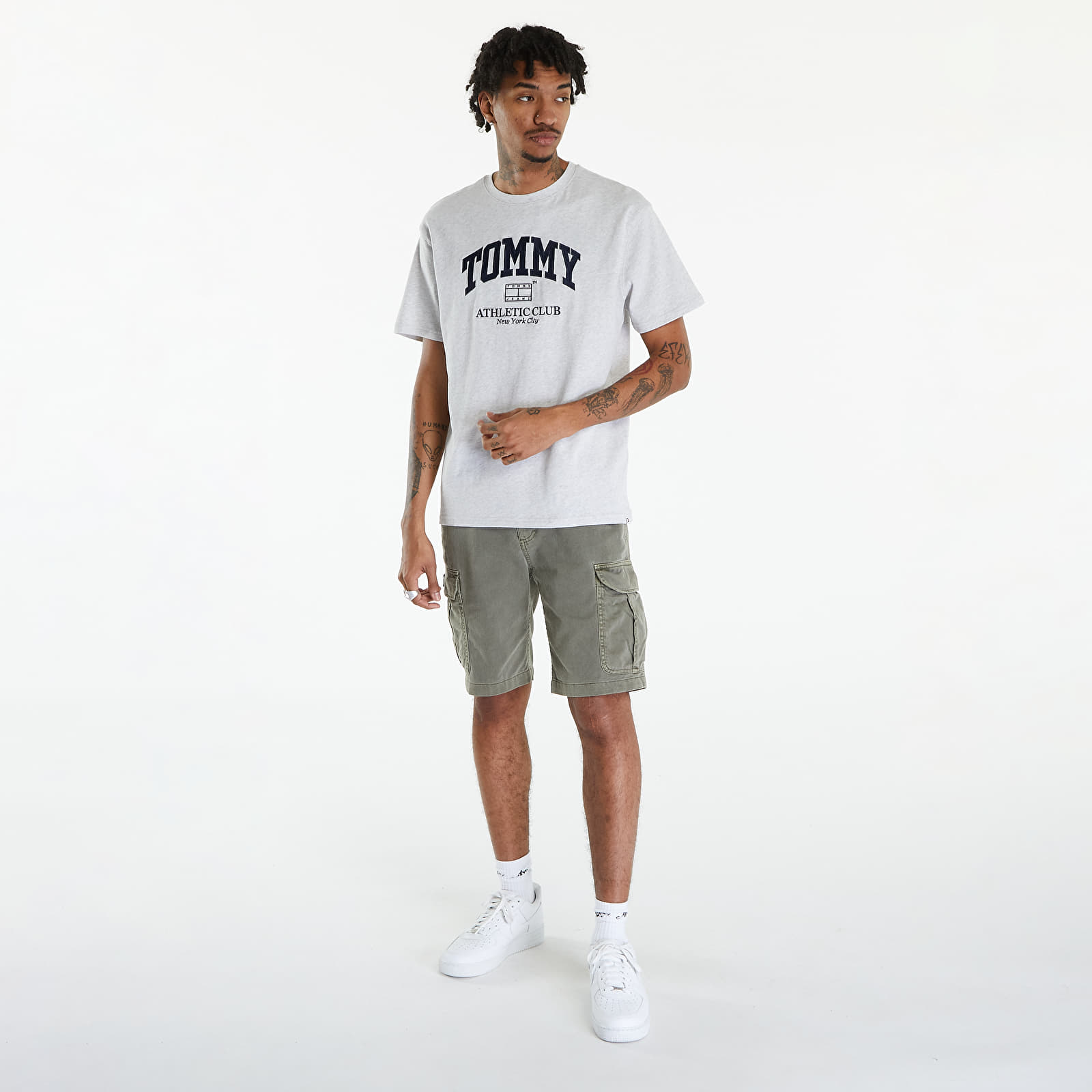 Trička Tommy Jeans Varsity Logo T-Shirt Silver Grey