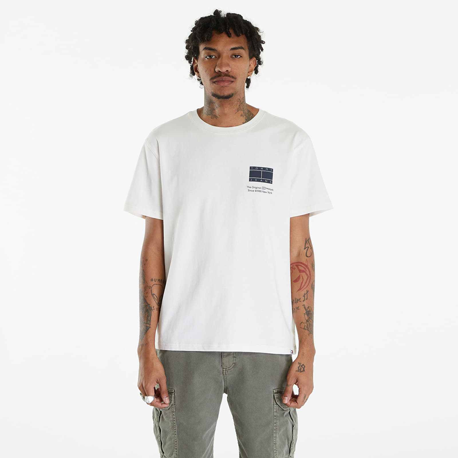 Camisetas Tommy Jeans Printed Flag Logo T-Shirt Ancient White
