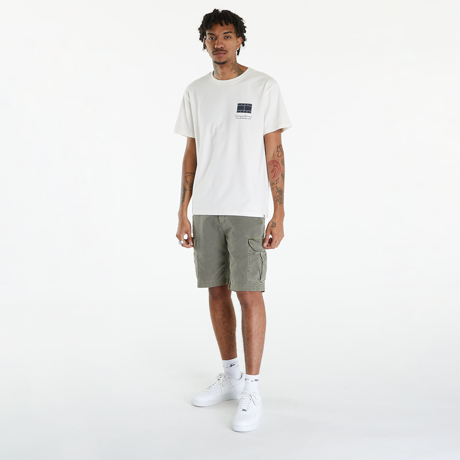 Camisetas Tommy Jeans Printed Flag Logo T-Shirt Ancient White