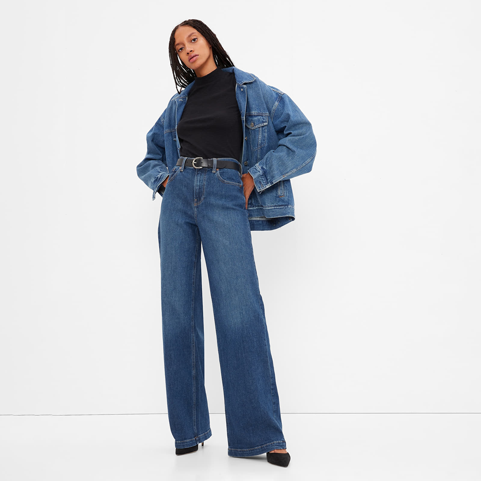 Broek GAP Denim Pants Stride - High Rise Dark Wash