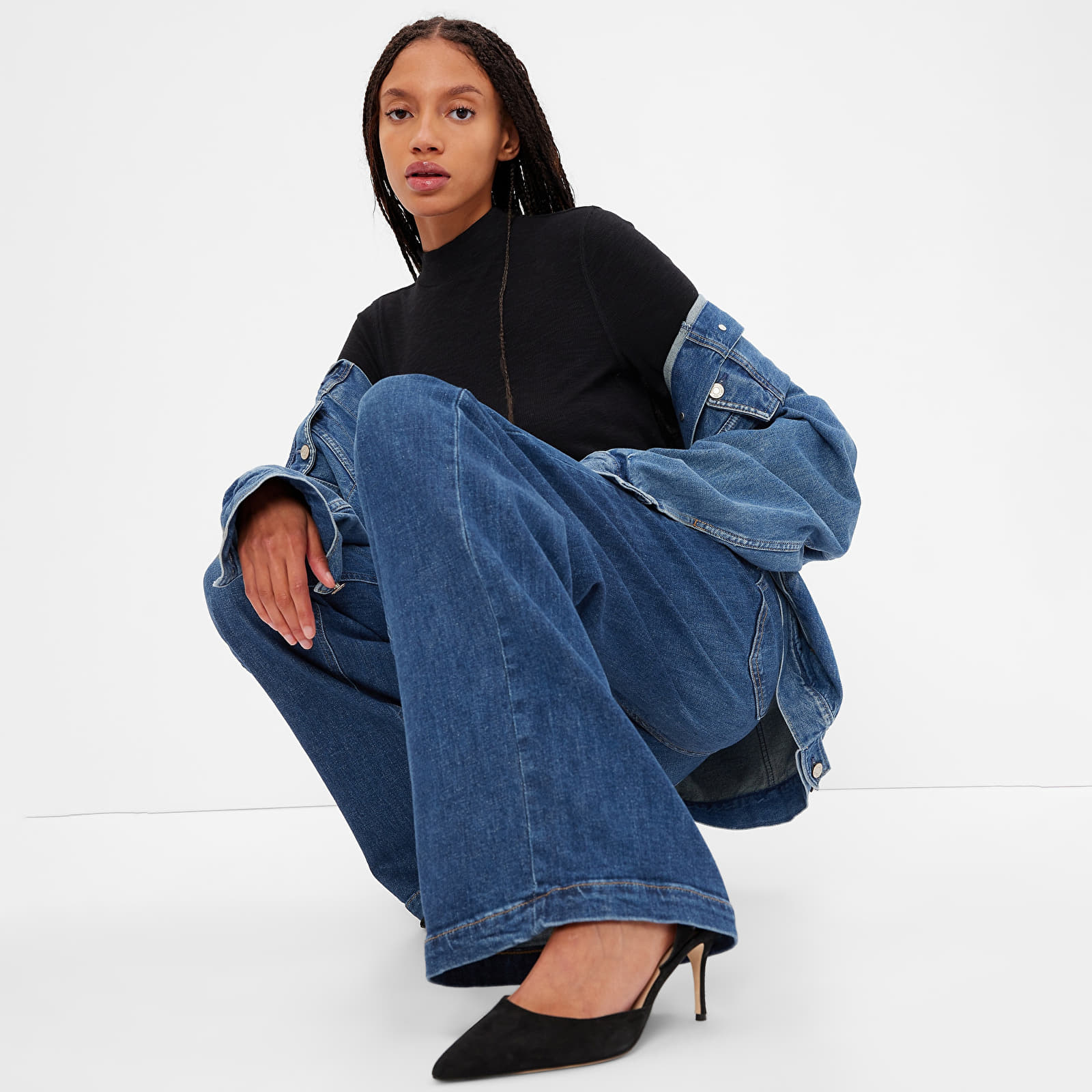 Broek GAP Denim Pants Stride - High Rise Dark Wash